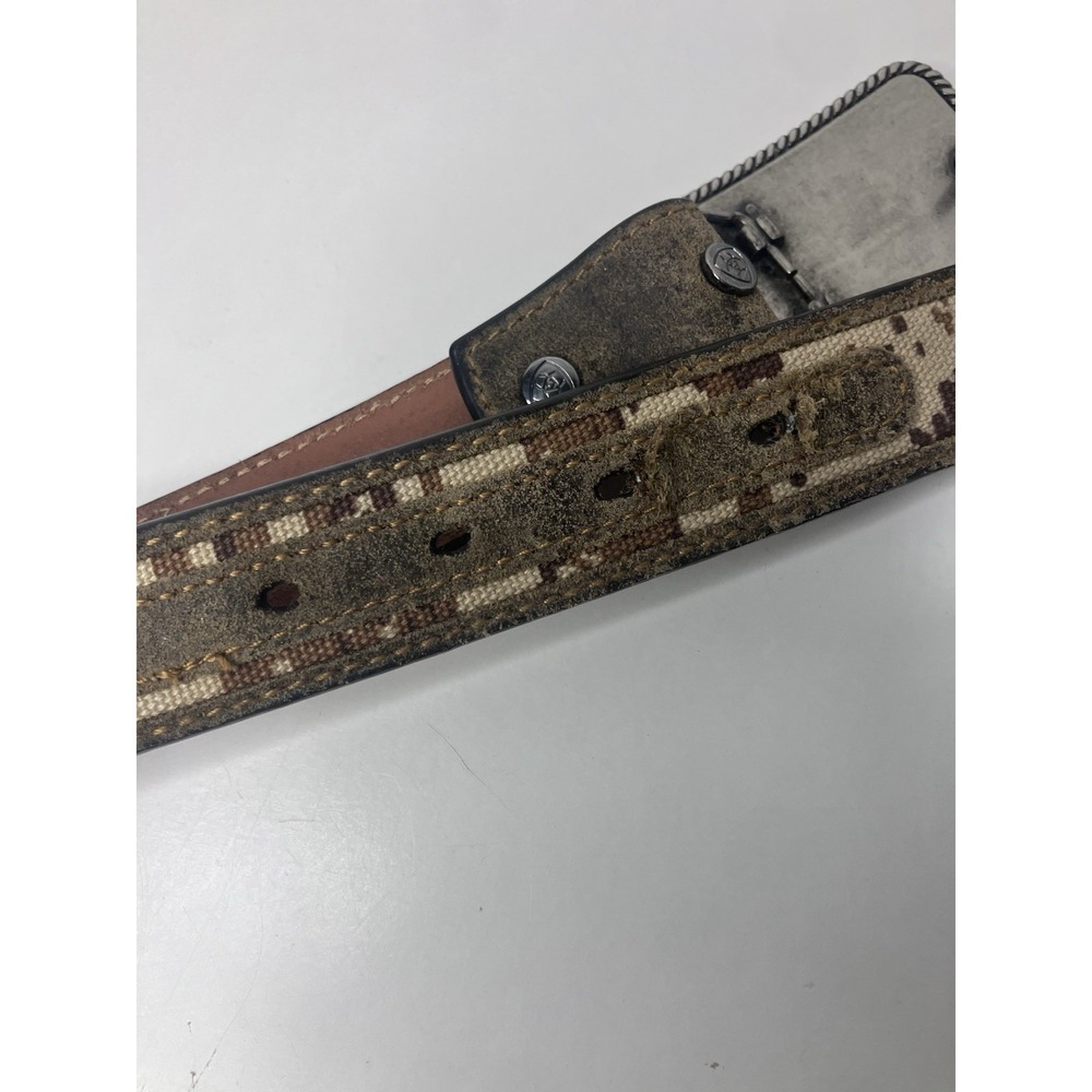 Ariat Kids American Flag Belt Buckle & Digital Camo Strap Aged Bark Boys 20 In - Picture 10 of 11